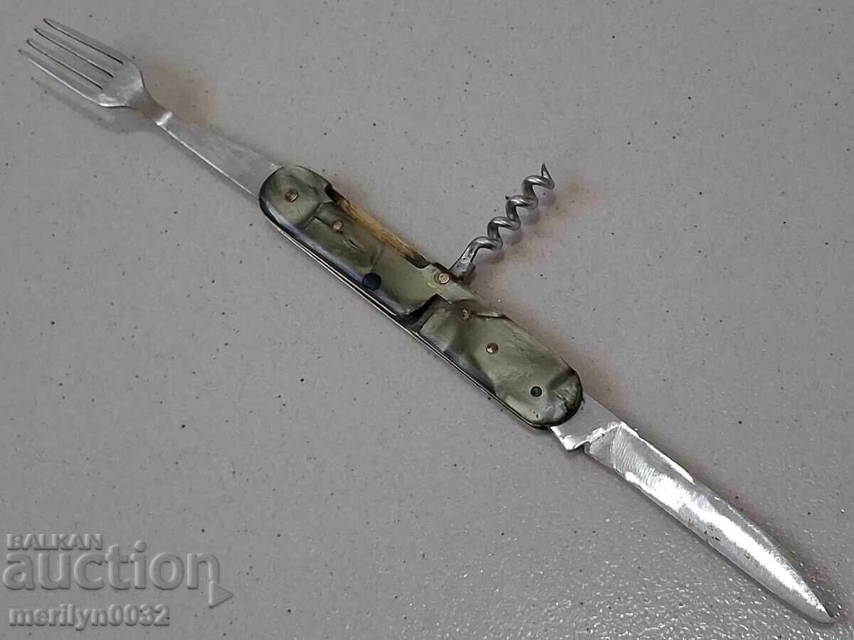 Παλιά πηρούνι "Σφυρί και δρεπάνι", τιρμπουσόν, μαχαίρι