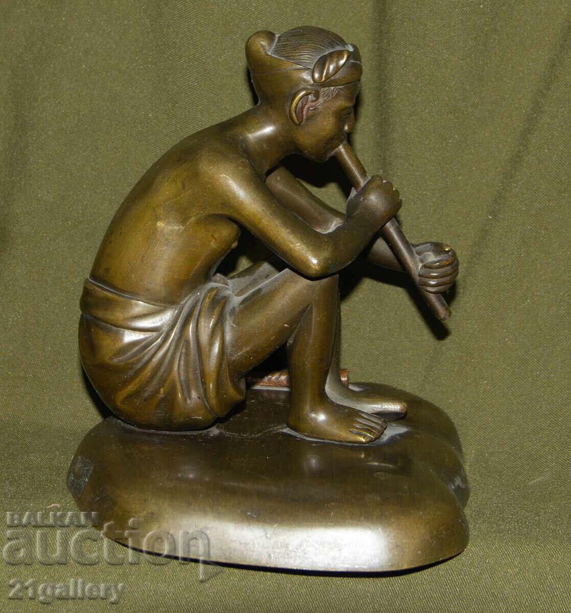 Original Bronze Sculpture, Plastic, Musician with Flute - 5