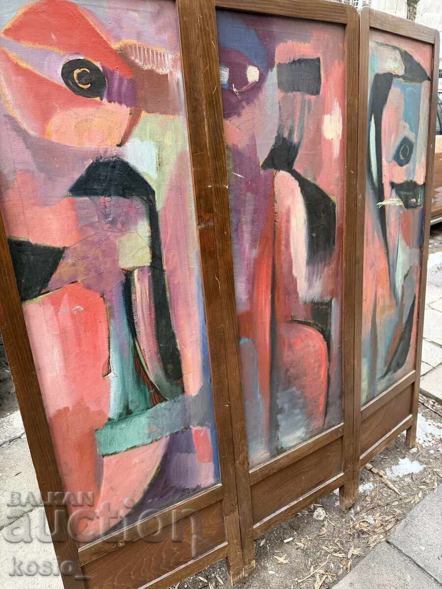 Paravan pictat vechi, semnat, cu tablou cu preț € 450.00 | 880.13 BGN