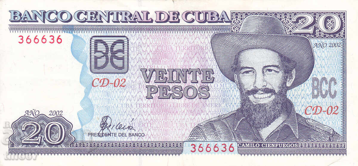 tino37 - CUBA - 20 PESOS - 2002 - VF+ with price 7.50 BGN | € 3.83