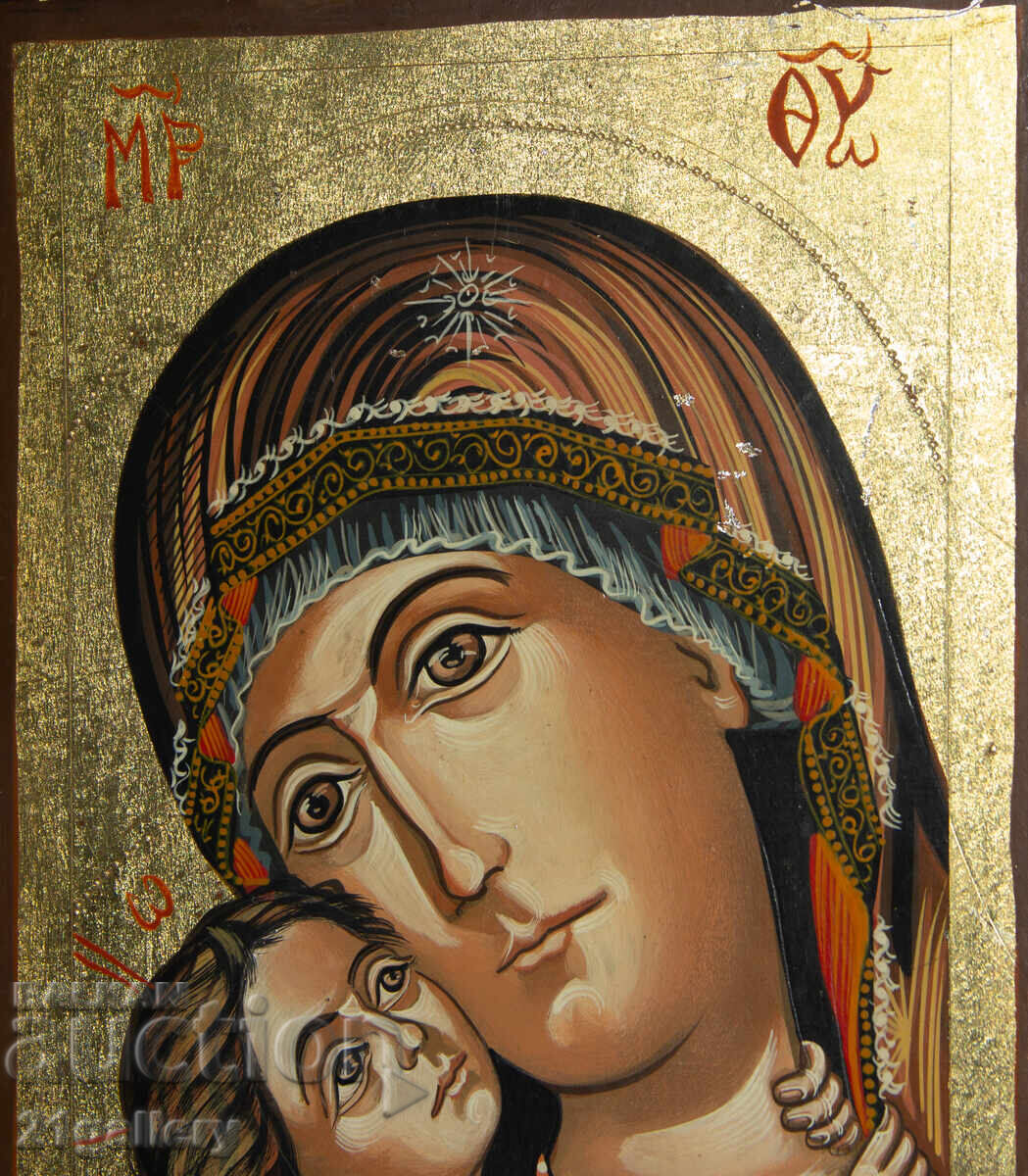 Auction Holy Mother with the Child, hand-painted icon, tempera Auction Holy Mother with the Child, hand-painted icon, tempera