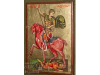 Icoană contemporană Sfântul Dumitru, culori tempera, foită de aur