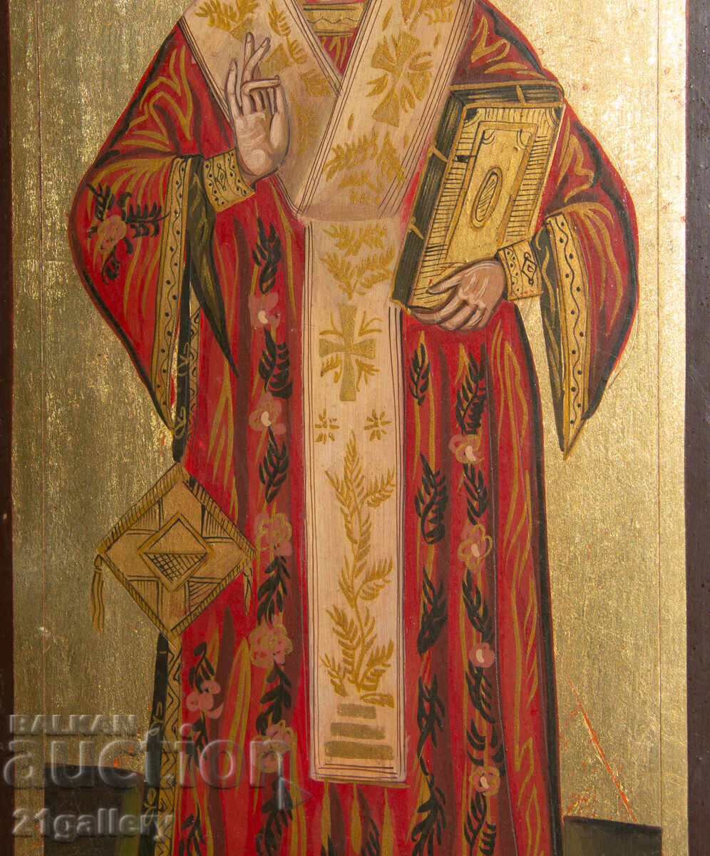 Σύγχρονη εικόνα Αγίου Νικολάου του Θαυματουργού, χρυσός βαράκι - 5