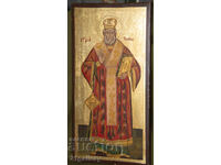 Icoană contemporană Sfântul Nicolae Făcătorul de Minuni, aur vărsa