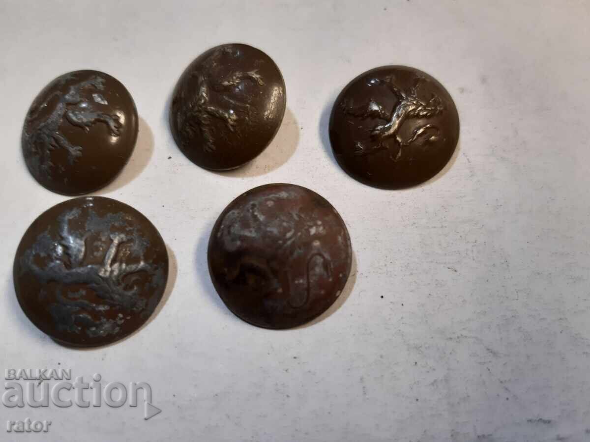 Licitație Butoane militare regale METALICE, Regatul Bulgariei - 5 bucăți Licitație Butoane militare regale METALICE, Regatul Bulgariei - 5 bucăți