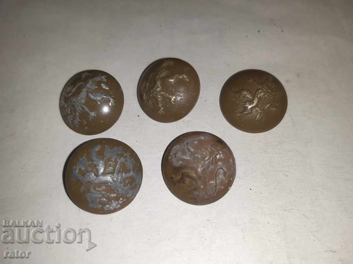 Butoane militare regale METALICE, Regatul Bulgariei - 5 bucăți Butoane militare regale METALICE, Regatul Bulgariei - 5 bucăți
