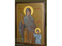 Old painted icon, tempera, Saints Cyricus and Julitta