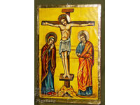 Hand-painted icon, tempera paints, Crucifixion