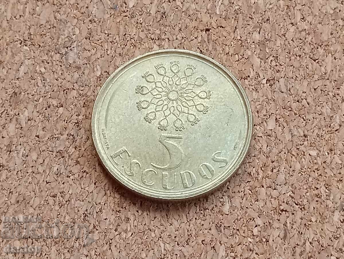 Portugalia 5 escudos 1990 Portugalia 5 escudos 1990