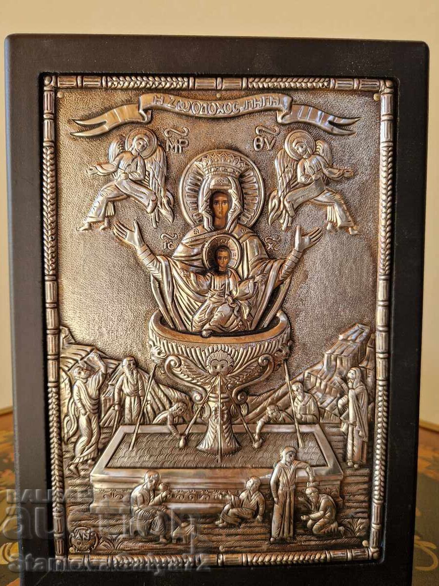 Auction  Wonderful antique silver icon with certificate and hallmarks