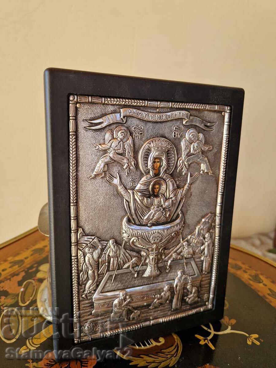 Wonderful antique silver icon with certificate and hallmarks - 5