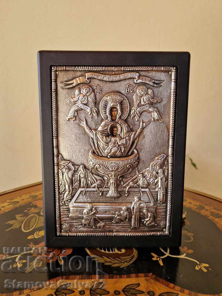 Wonderful antique silver icon with certificate and hallmarks