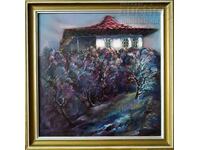 Έργο ζωγραφικής, τοπίο, σπίτι, ζωγρ. Βασίλ Μπέντσεφ (1945-2014) - 1