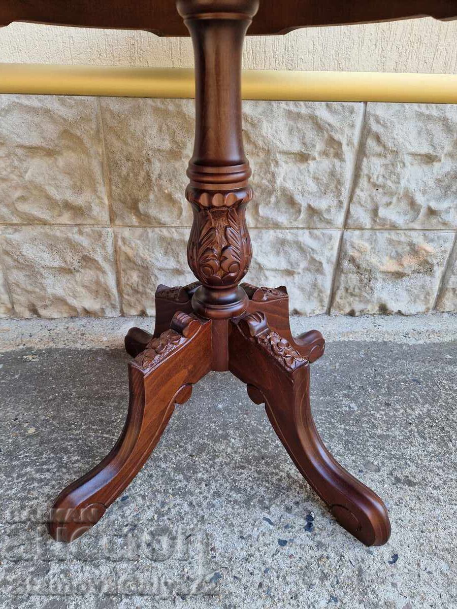 Livrarea Masă antică superbă din lemn, intarsie și sculptură