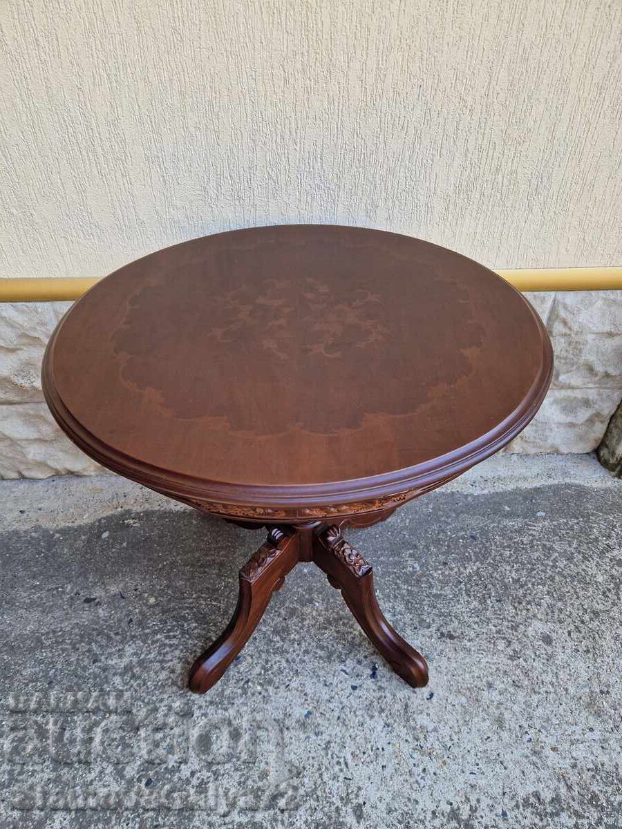 Υπέροχο αντίκα ξύλινο τραπέζι με ένθετα και σκαλιστά σχέδια - 6