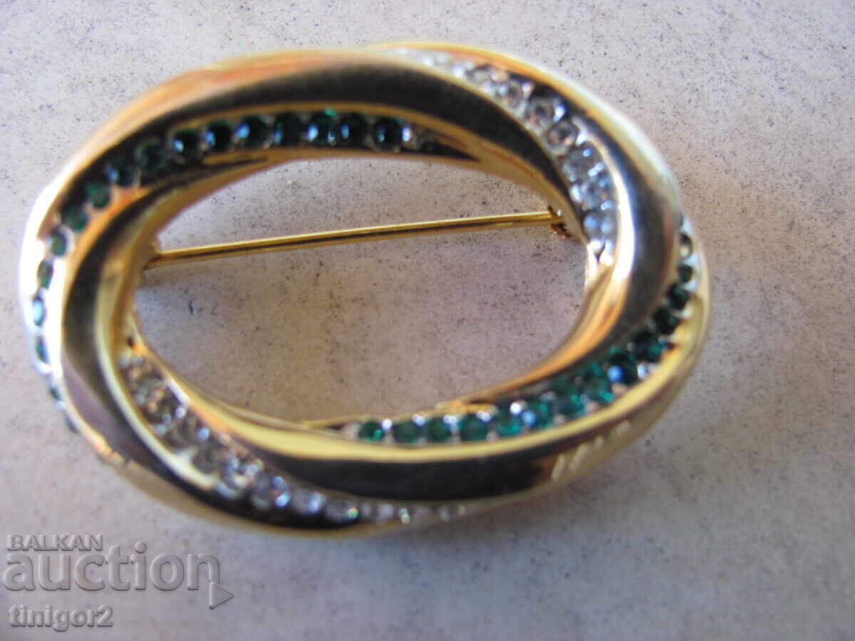 Красива Брошка с изумруди (смарагди ),цирконии,маркировка с цена 125.00 лв. | € 63.91