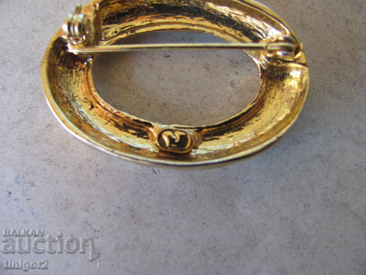 Красива Брошка с изумруди (смарагди ),цирконии,маркировка - 5