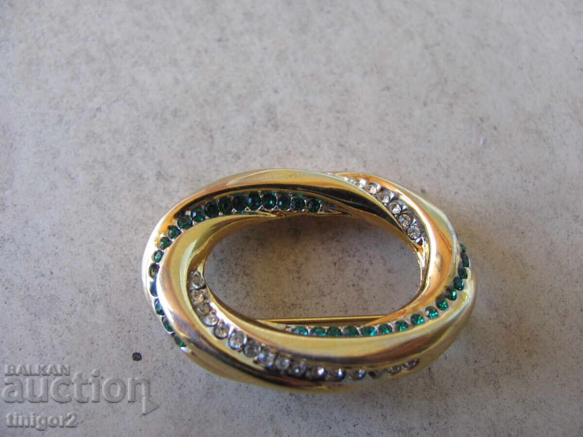 Красива Брошка с изумруди (смарагди ),цирконии,маркировка - 6