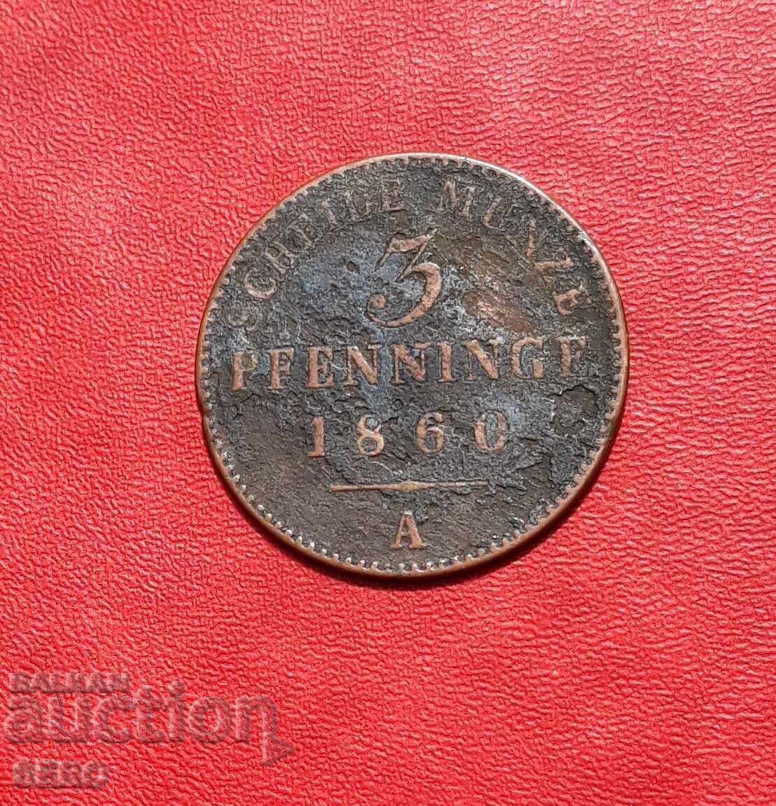 Германия-Прусия-3 пфенига 1860 А-Берлин