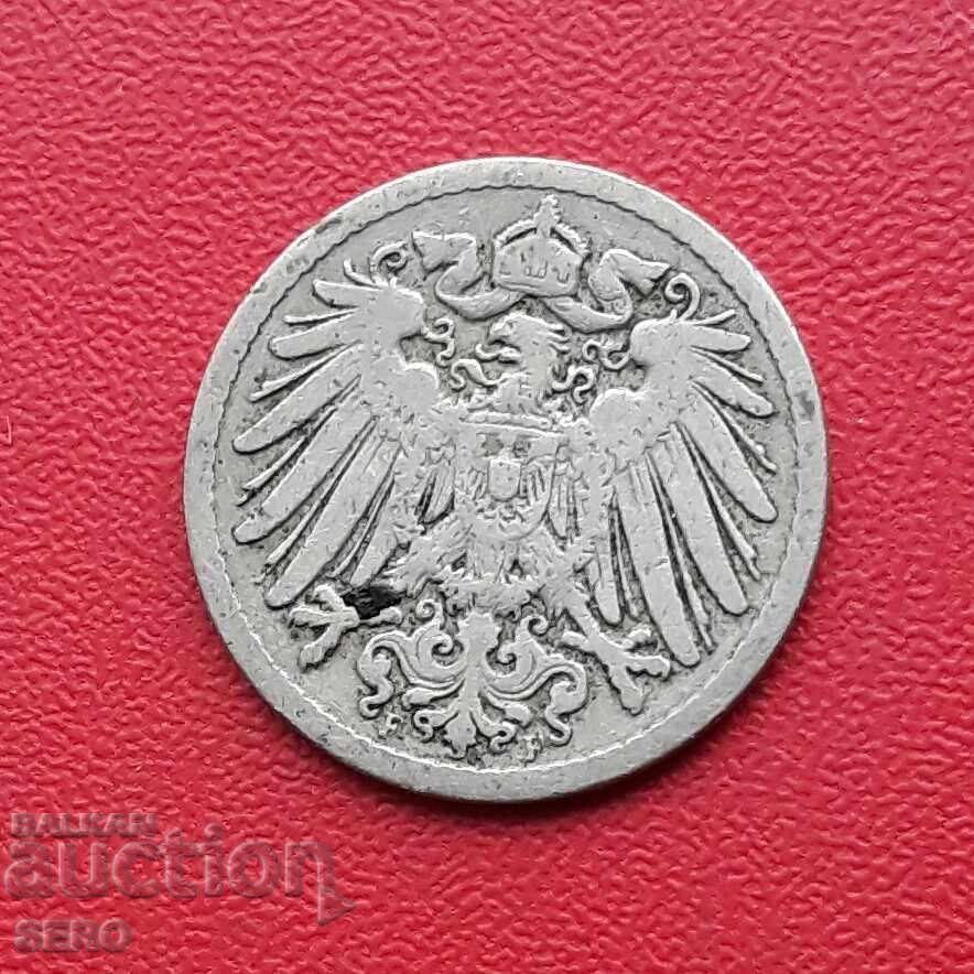 Германия-5 пфенига 1891 F-Щутгарт-малък тираж с цена 4.00 лв. | € 2.05