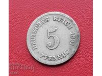 Germany - 5 Pfennig 1891 F - Stuttgart - Small Mintage