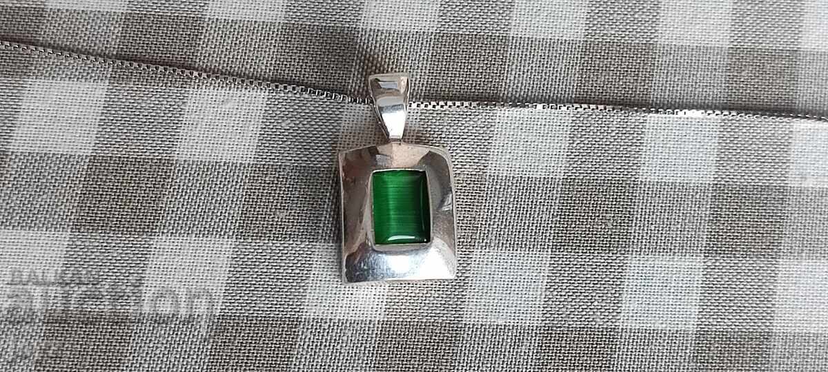 SILVER PENDANT GREEN STONE 2.5 g./925 SALVATION with price 9.99 BGN | € 5.11