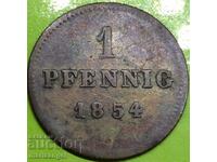 Bayern 1 pfennig 1854 Γερμανία μέλι