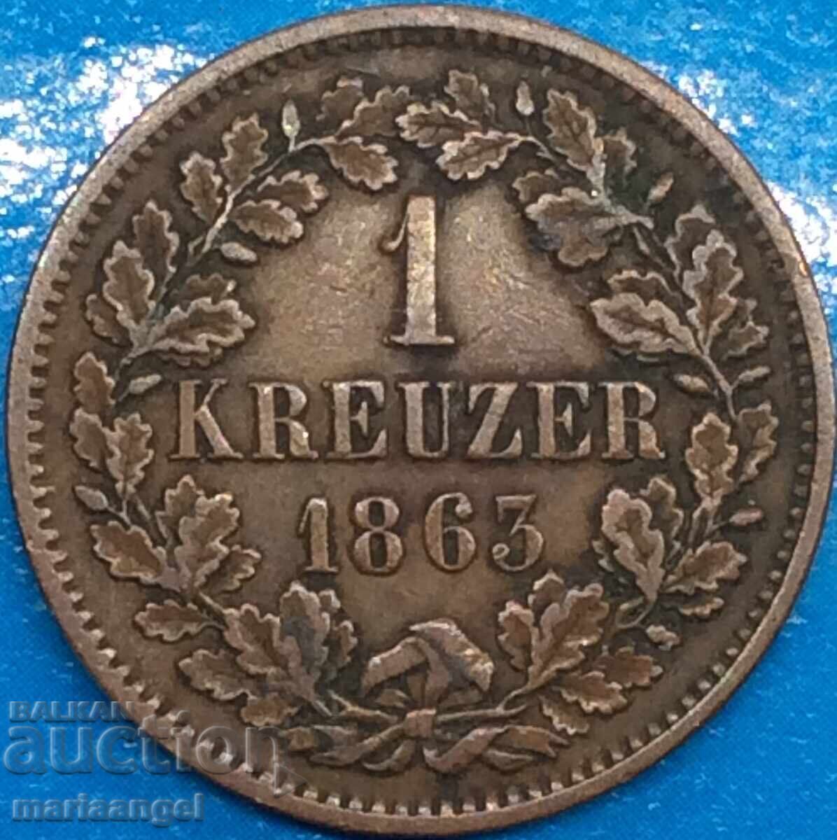 1 Kreuzer 1863 Baden Germany χαλκός - 6