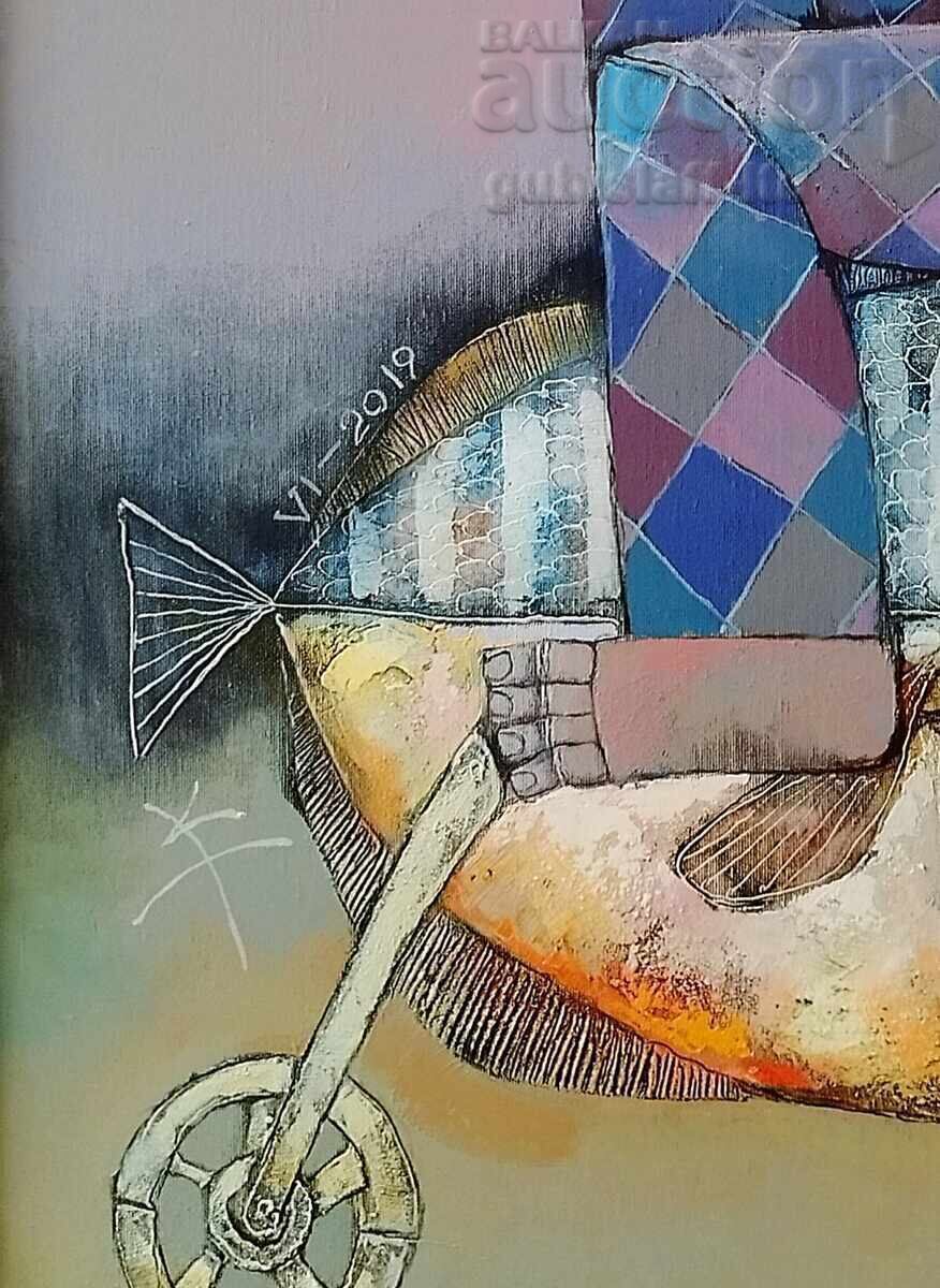 Auction  Painting "Red Moon", artist Kr. Todorov - Ketsa (1959-2022)