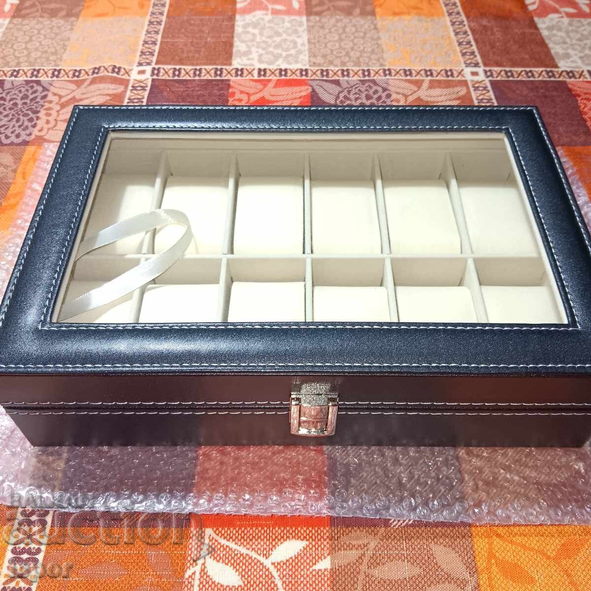 Luxury Leather Watch Box 12 Compartments