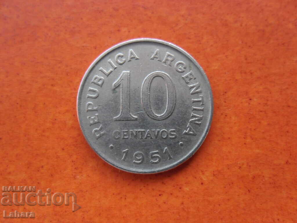 10 сентавос 1951 г. Аржентина 10 сентавос 1951 г. Аржентина
