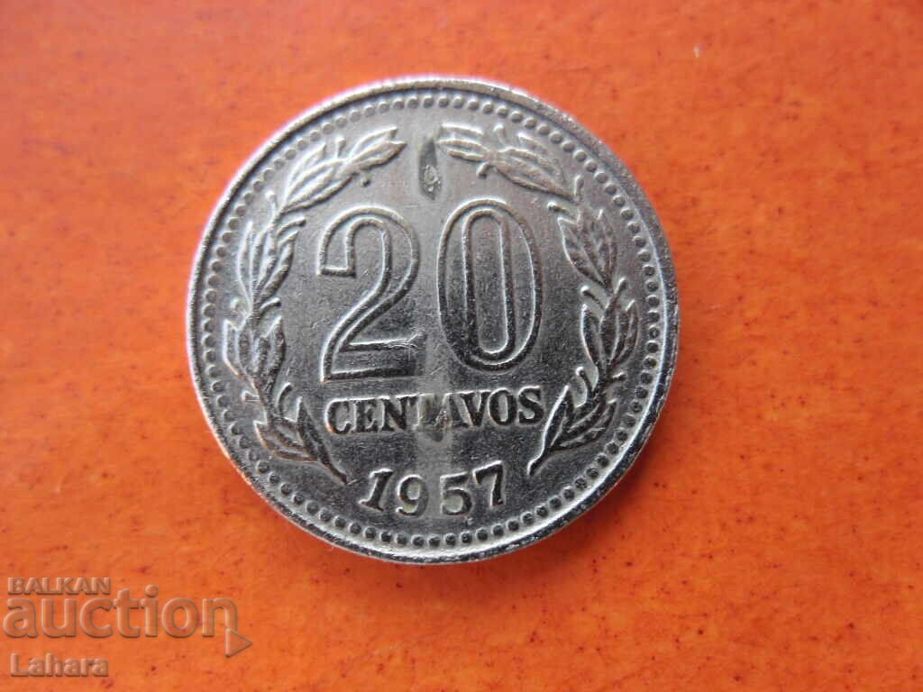 20 сентавос 1957 г. Аржентина 20 сентавос 1957 г. Аржентина