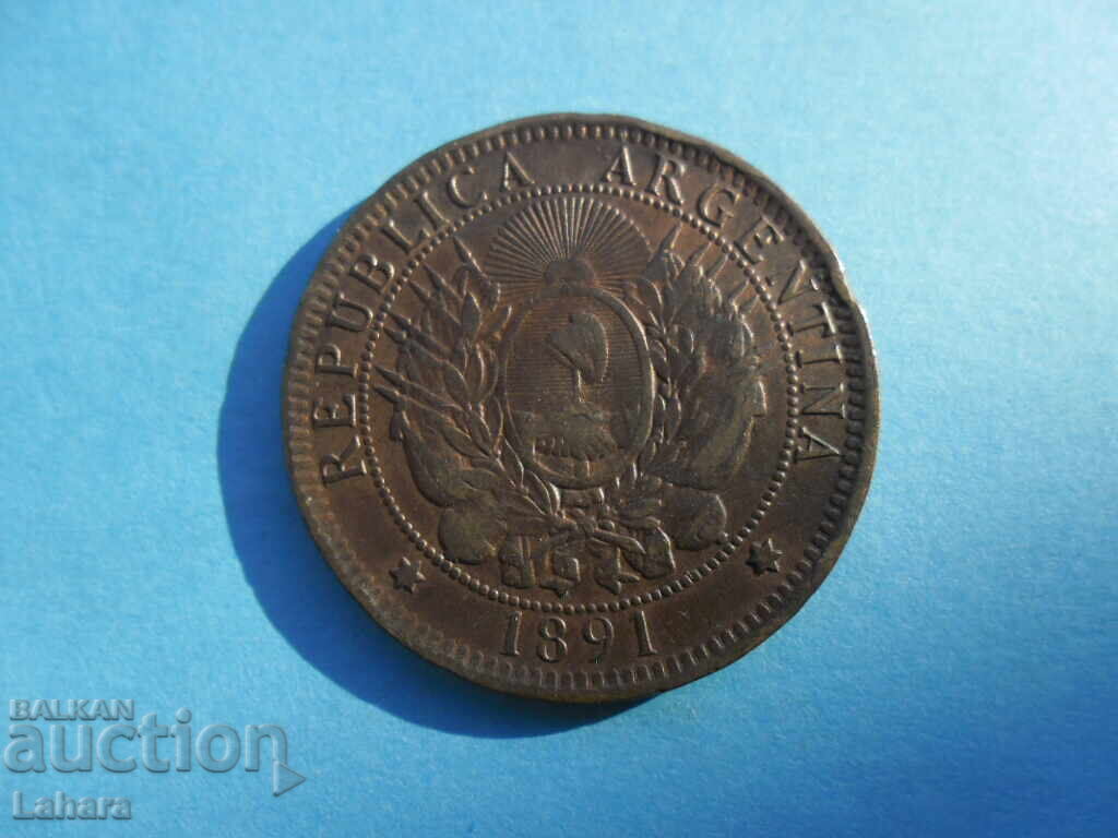 Auction  2 Centavos 1891 Argentina