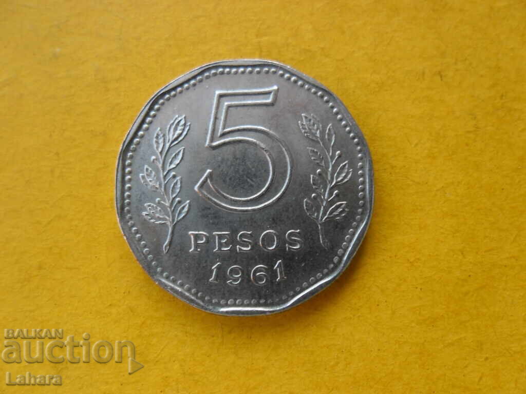 5 πέσος 1961 g. Αργεντινή 5 πέσος 1961 g. Αργεντινή
