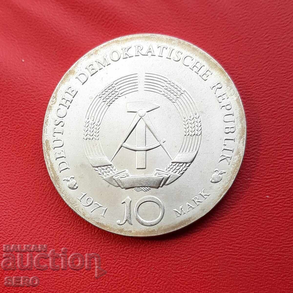 Germania-RDG-10 mărci 1971-argint, tiraj mic și rară