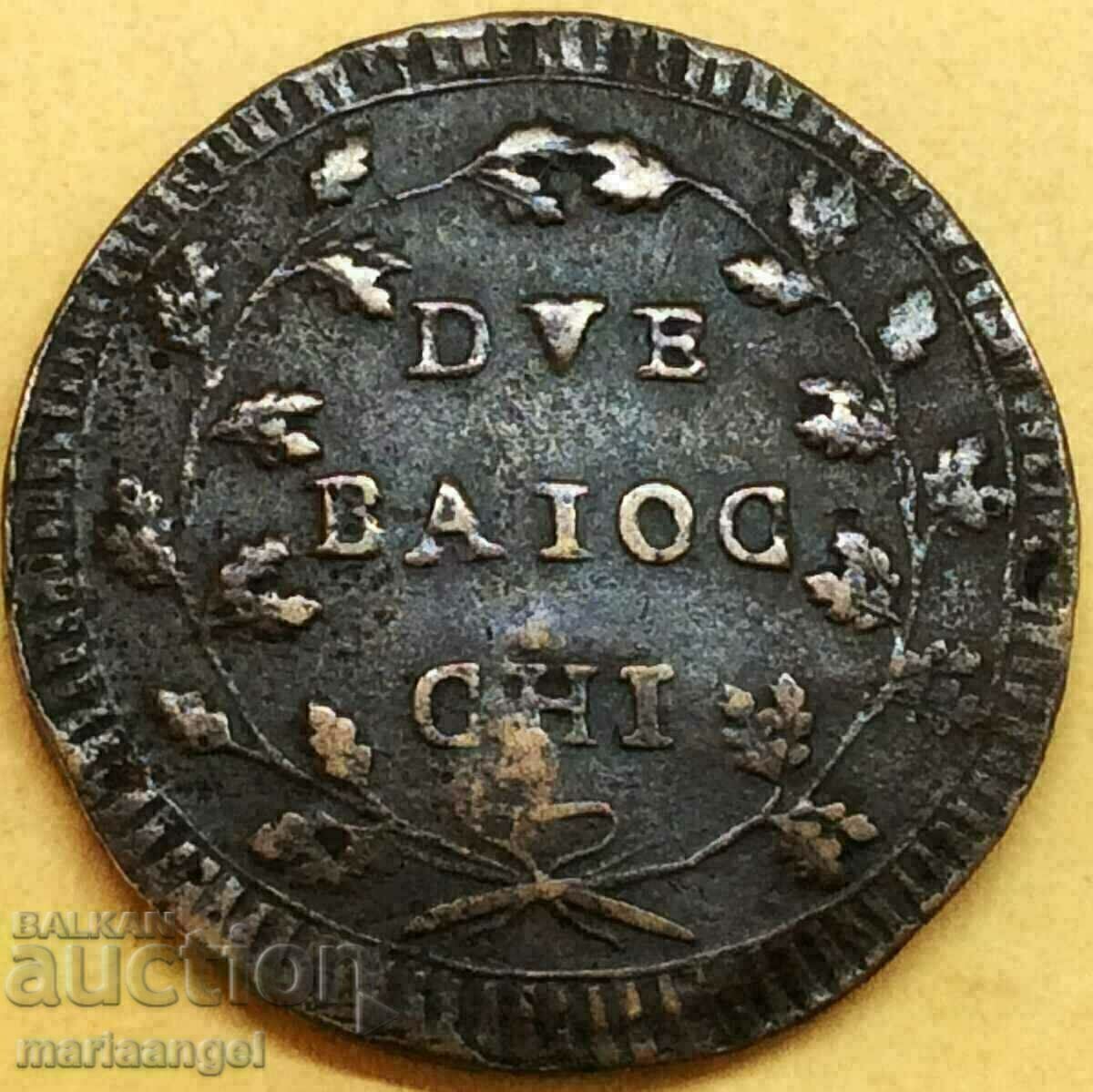 Auction  First Roman Republic 2 bayochi 1798 -1799 Vatican 35mm 19g