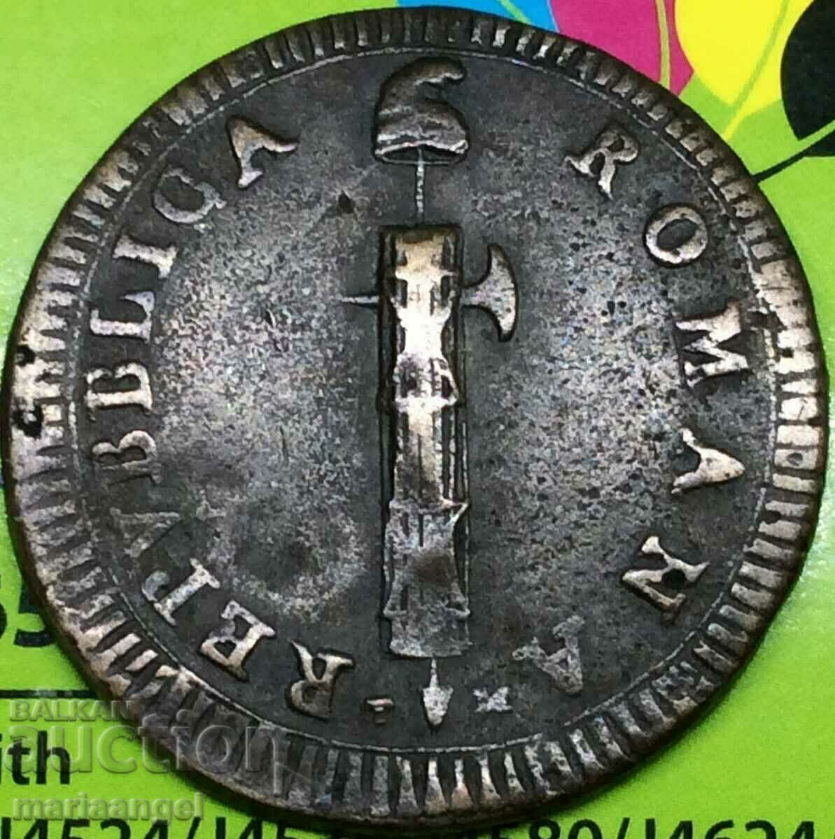 First Roman Republic 2 bayochi 1798 -1799 Vatican 35mm 19g - 6