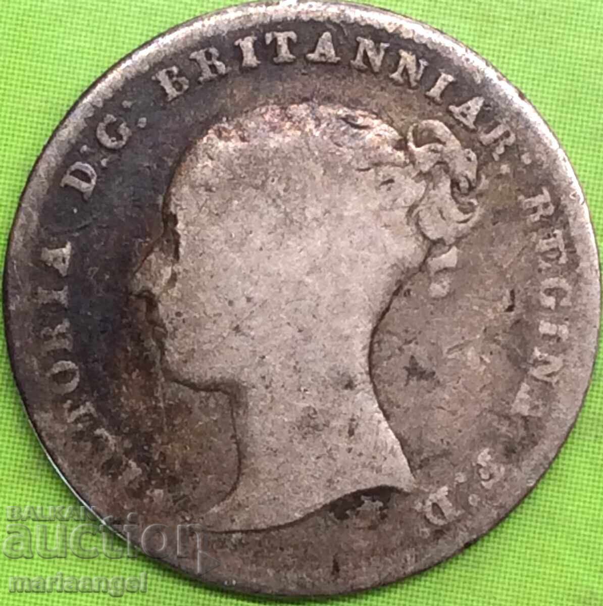 Παράδοση Ηνωμένο Βασίλειο 4 πένες 1845 Γκρόουτ Βικτώρια ασήμι