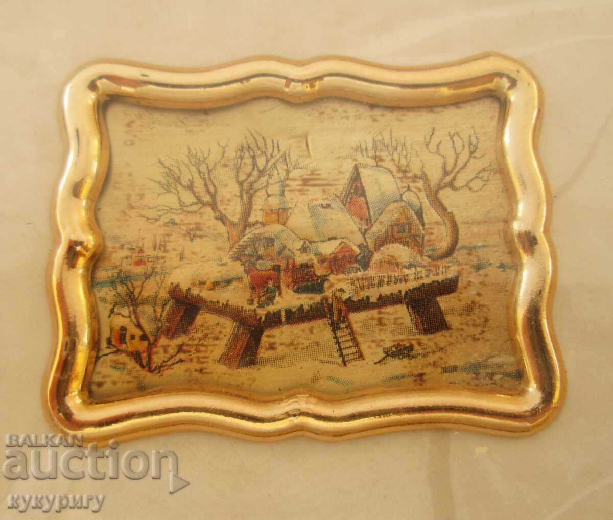 Delivery of Old small Italian silver picture tiny painting