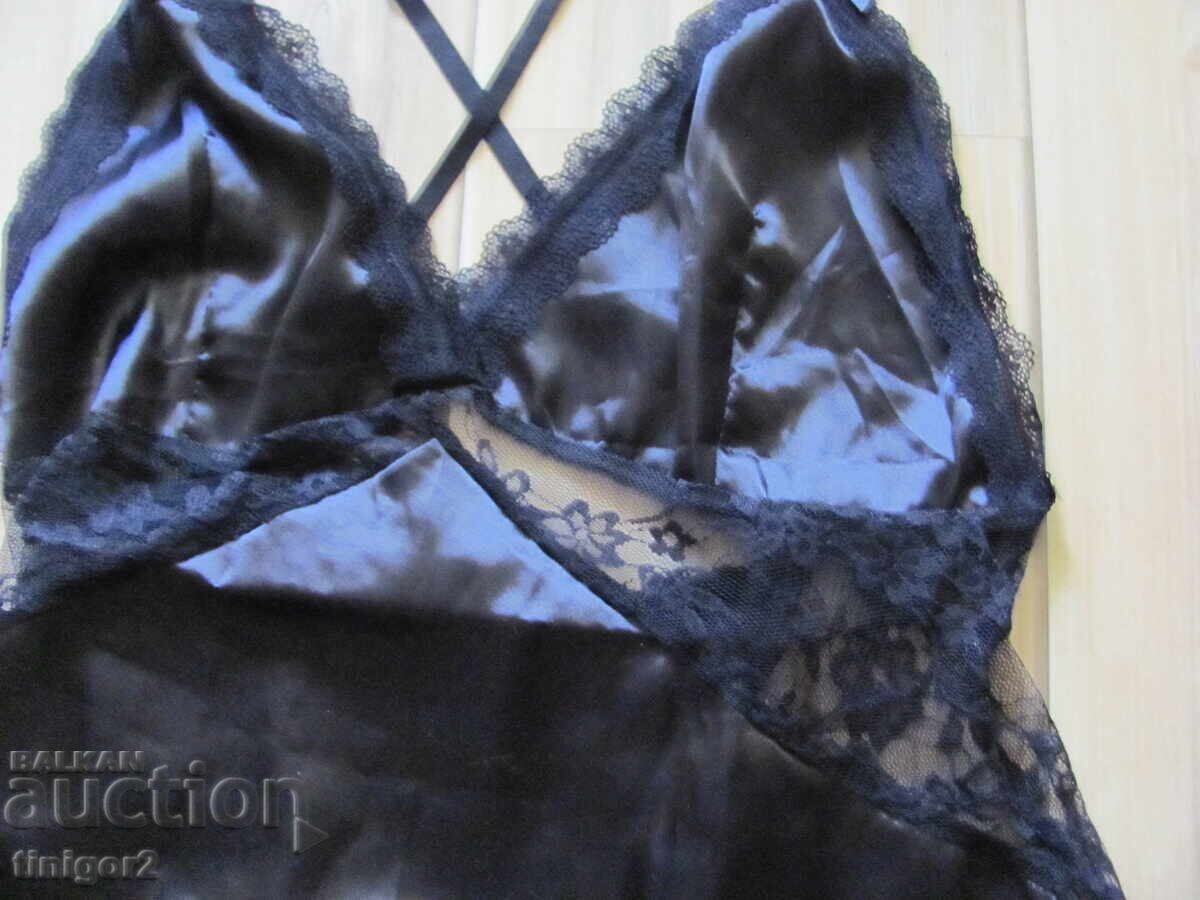 Delivery of New satin black nightgown, size M