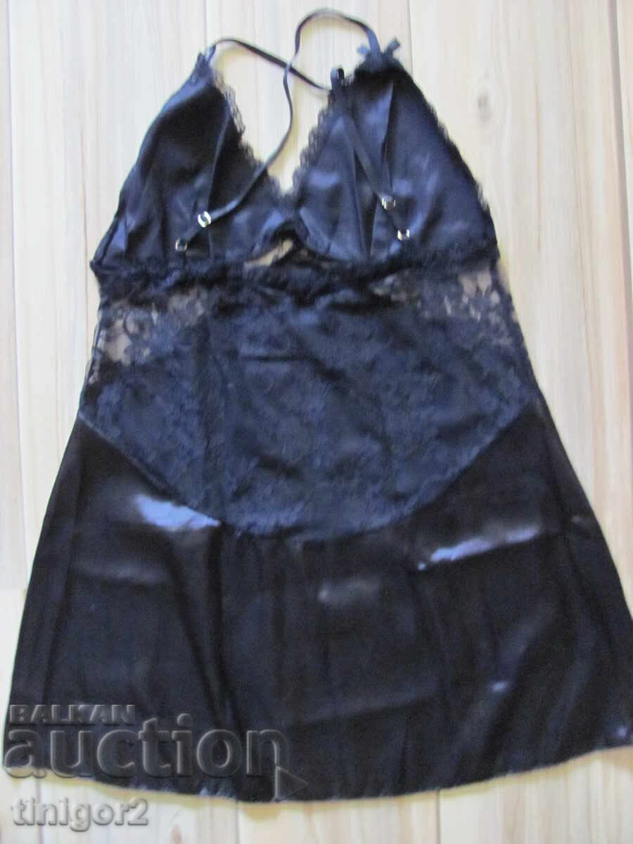 New satin black nightgown, size M - 5