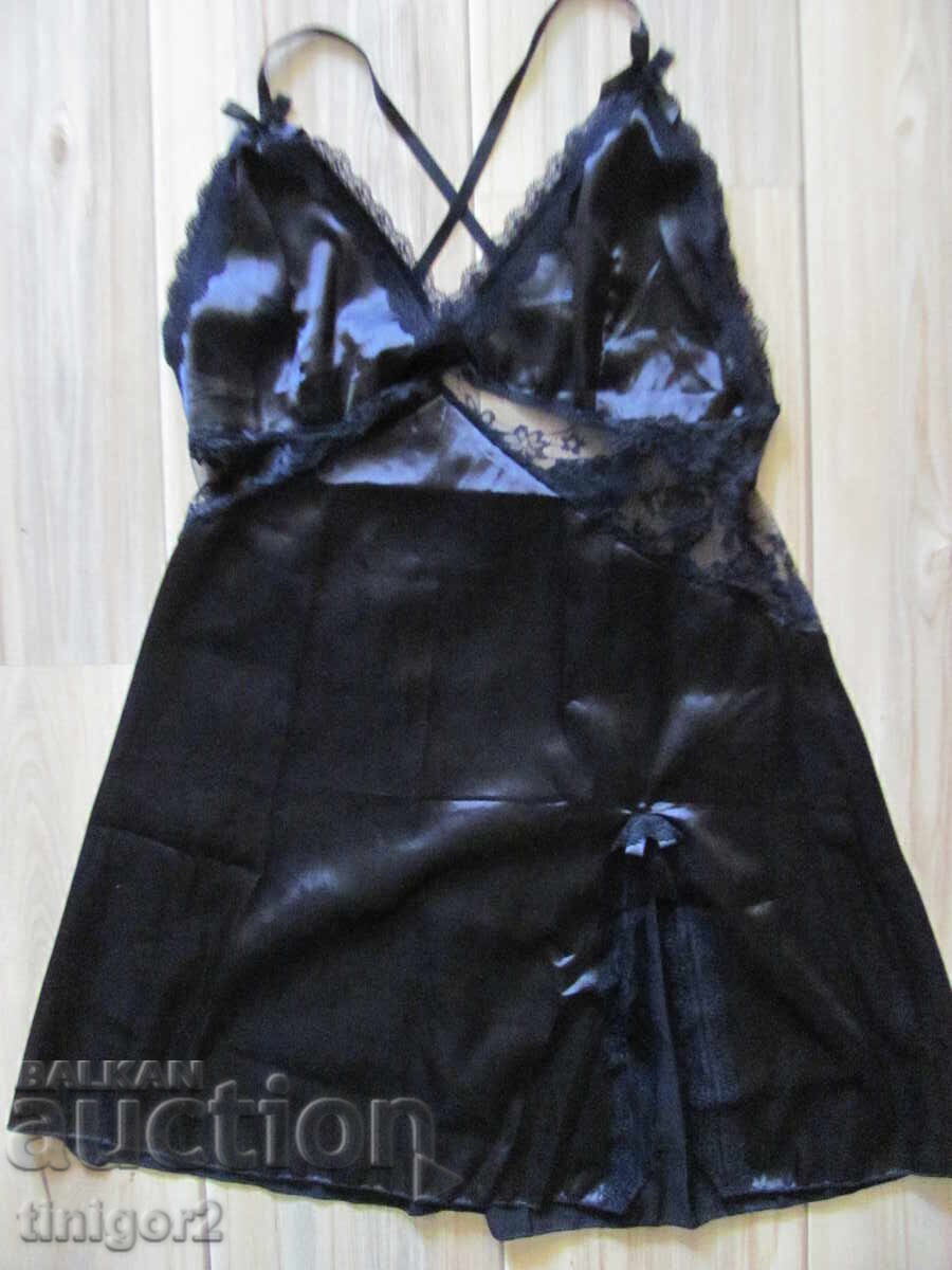 New satin black nightgown, size M