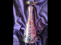 Όμορφη καράφα, ροζ γυαλί, χειροποίητη