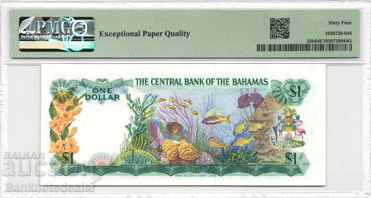 Bahamas 1 Dollar 1974 Pick 51 Reference 2278 low number 002083 with price 200.00 BGN | € 102.26