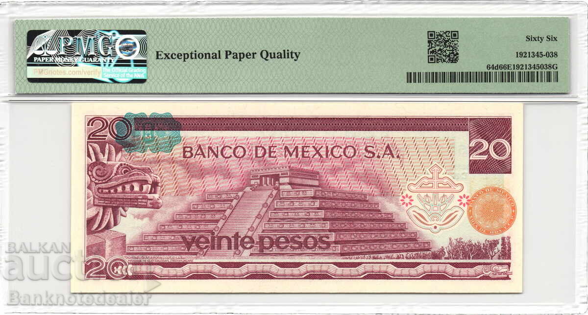 Mexico 20 Pesos 1977 PMG 66 Pick 64d Unc 1 cu preț 90.00 BGN | € 46.02