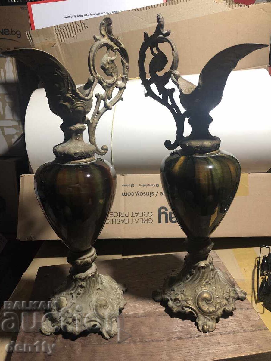 стари френски керамични и заливни урни / кани в ар нуво