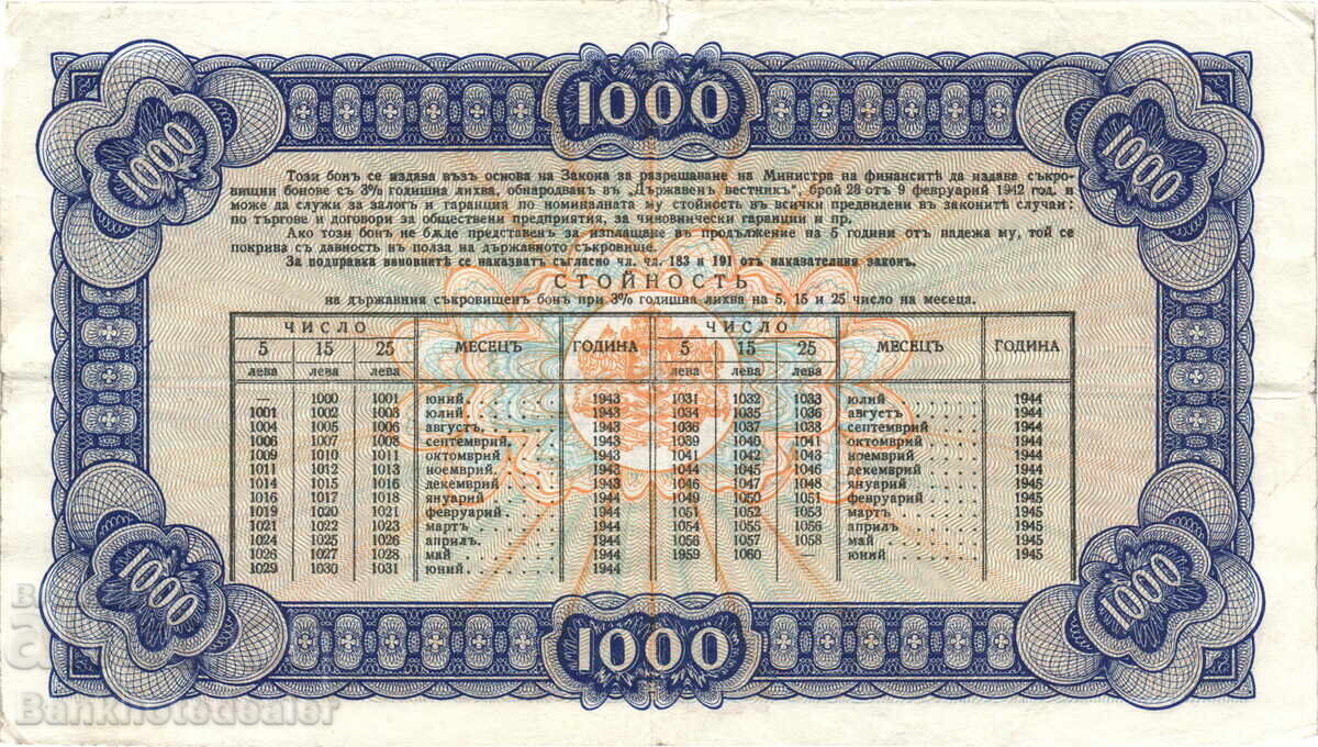 Βουλγαρία 1000 Λέβα 1943 Pick 43 Ref 3151 με τιμή 380.00 BGN | € 194.29 Βουλγαρία 1000 Λέβα 1943 Pick 43 Ref 3151 με τιμή 380.00 BGN | € 194.29