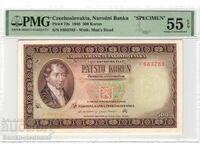 Czechoslovakia 500 Korun 1946 Specimen PMG 55 Pick 73s Uncirculated