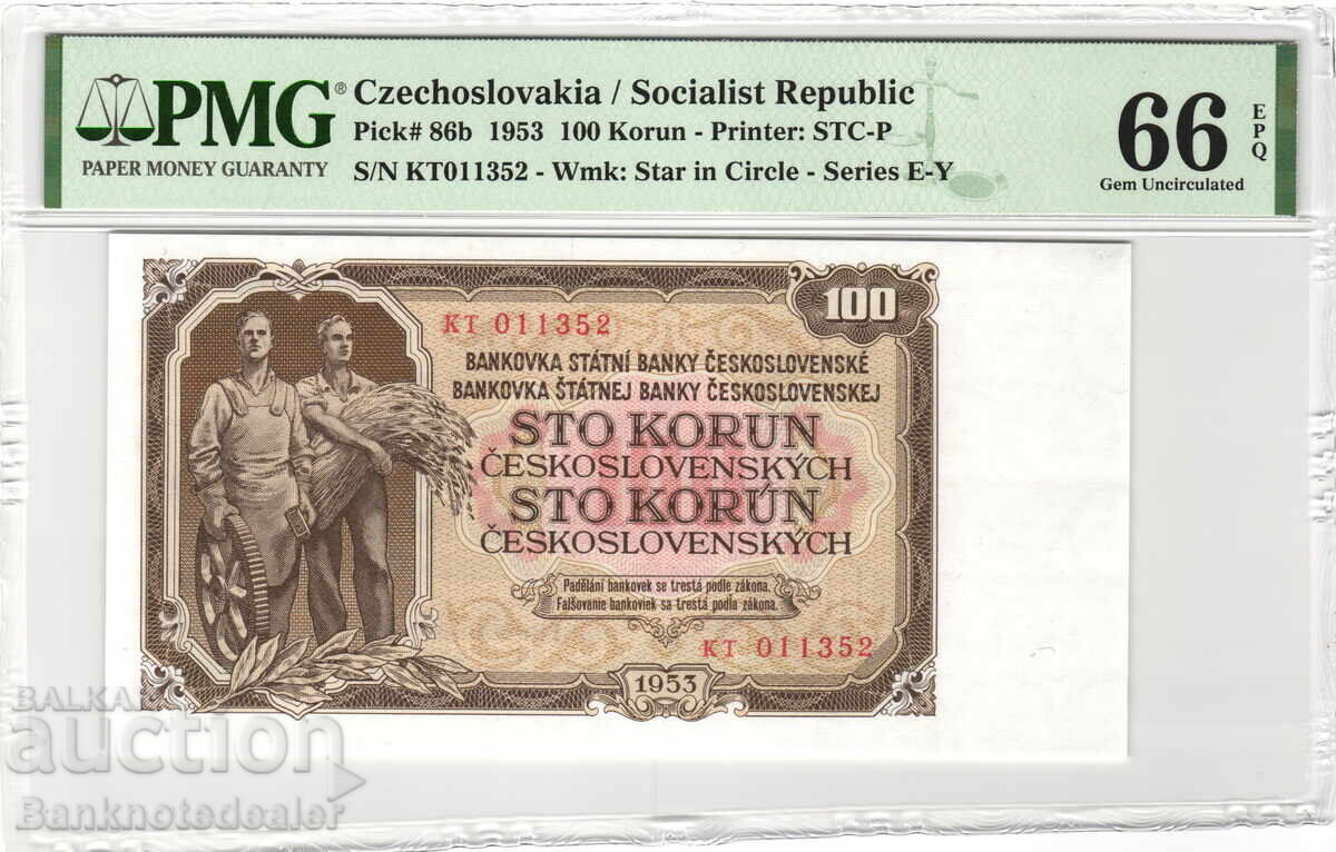 Czechoslovakia 100 Korun 1953 PMG 66 Pick 86b Uncirculated