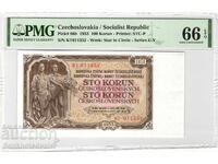 Cehoslovacia 100 Coroane 1953 PMG 66 Pick 86b Unc